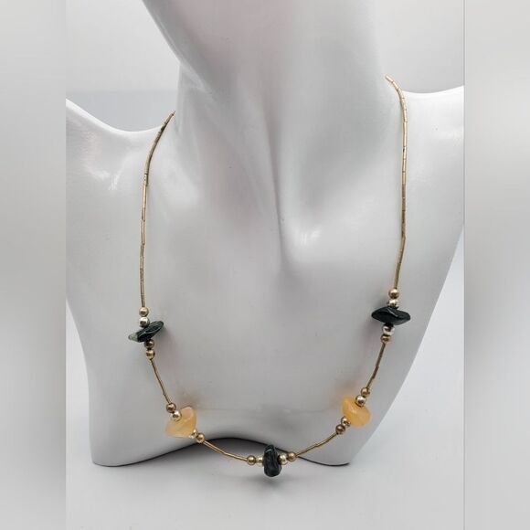 Precious stone tribal sterling silver necklace balance N2030